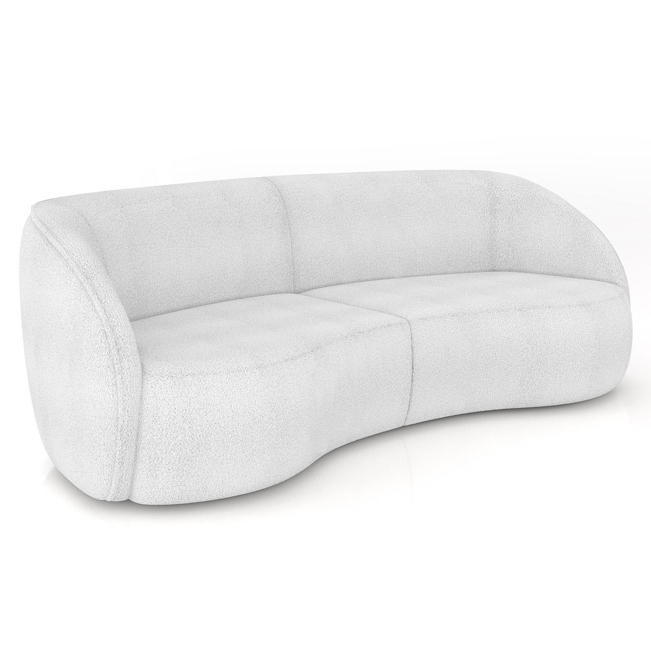 Sofá 3 Lugares Orgânico 240cm e Poltrona Zion M22 Boucle Branco - Mpozenato