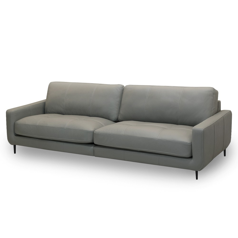 Sofá 3 Lugares Para Sala 210cm Alicie L08 Couro Cinza Claro  - Mpozenato