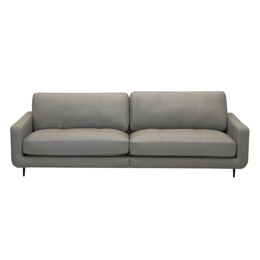 Sofá 3 Lugares Para Sala 210cm Alicie L08 Couro Cinza Claro  - Mpozenato