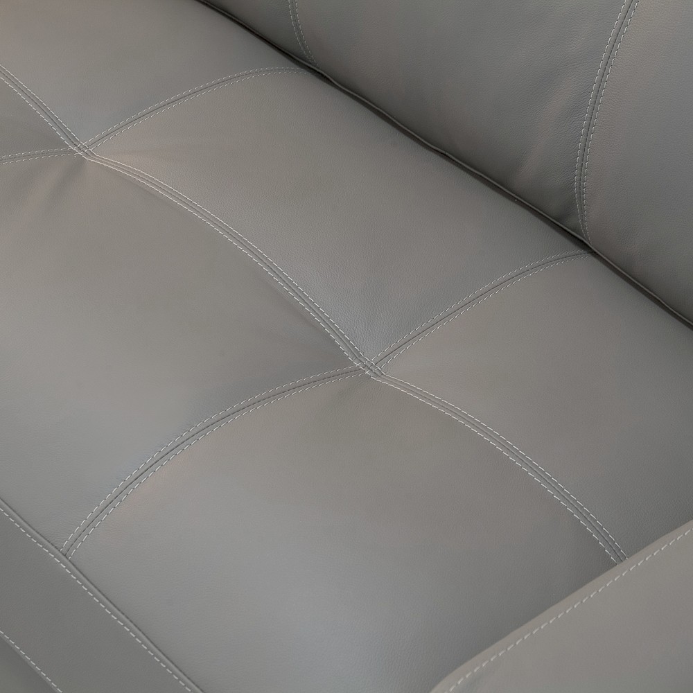 Sofá 3 Lugares Para Sala 210cm Alicie L08 Couro Cinza Claro  - Mpozenato