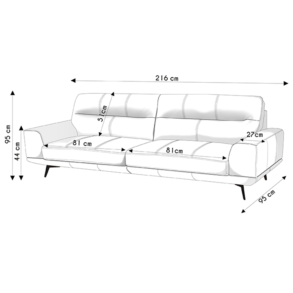 Sofá 3 Lugares Para Sala Living 216cm Niton L08 Couro Marrom - Mpozenato