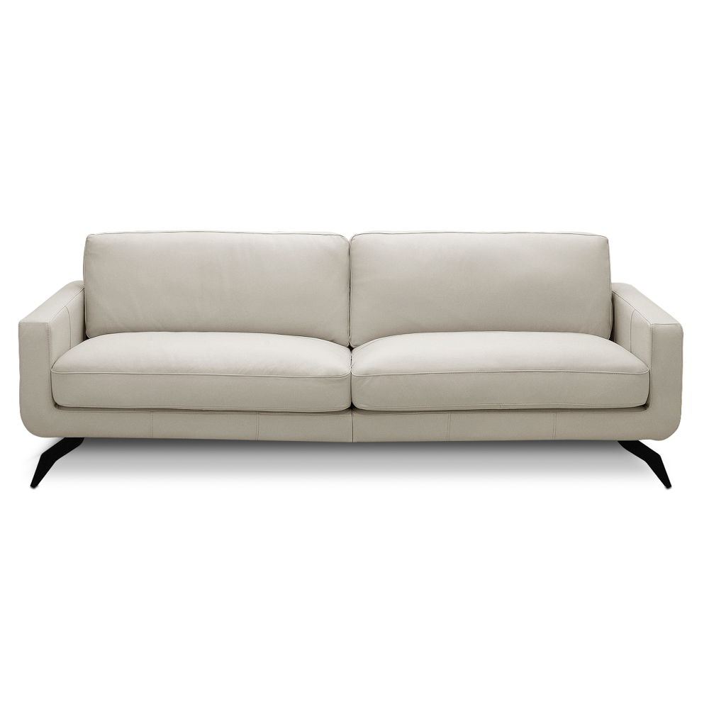 Sofá 3 Lugares Para Sala Living 240cm Vults L08 Couro Off   - Mpozenato