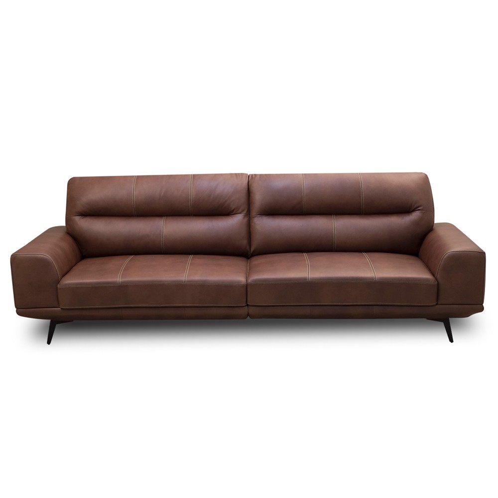 Sofá 3 Lugares Para Sala Living 256cm Niton L08 Couro Marrom - Mpozenato