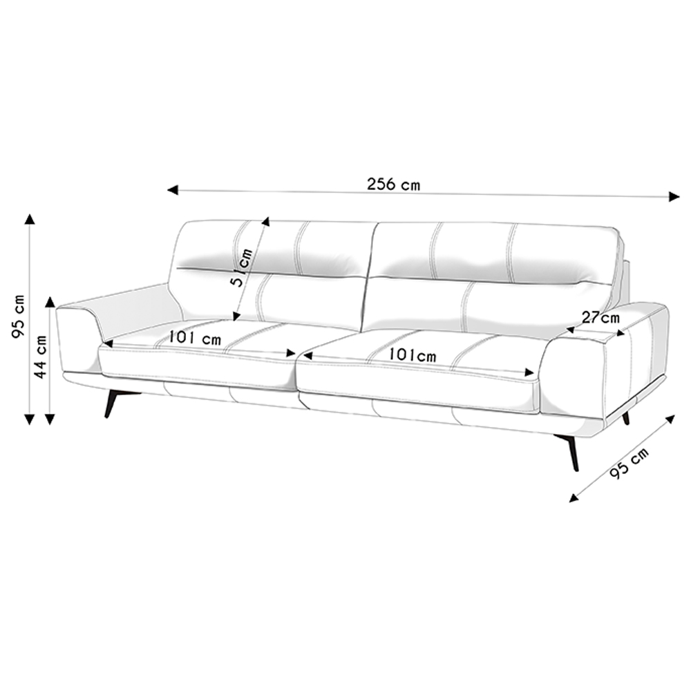 Sofá 3 Lugares Para Sala Living 256cm Niton L08 Couro Marrom - Mpozenato