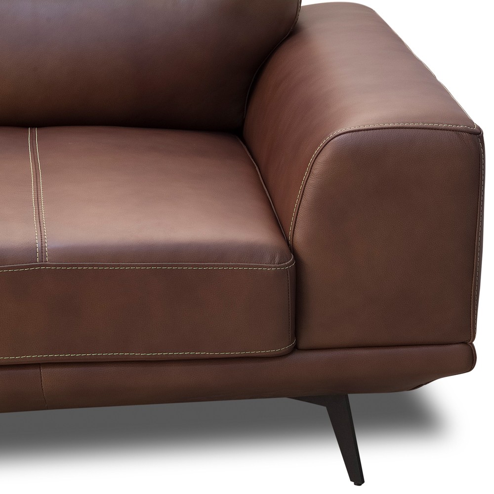 Sofá 3 Lugares Para Sala Living 256cm Niton L08 Couro Marrom - Mpozenato