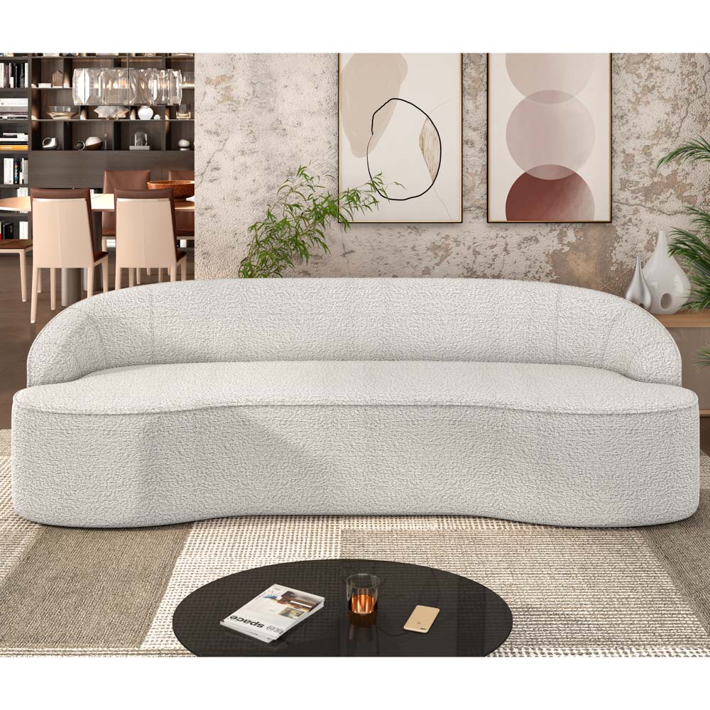Sofá 3 Lugares para Sala de Estar Living 180cm Theo D06 Bouclê Creme - Mpozenato