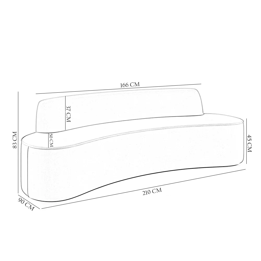 Sofá 3 Lugares para Sala de Estar Living 210cm Koane D06 Bouclê Off White - Mpozenato