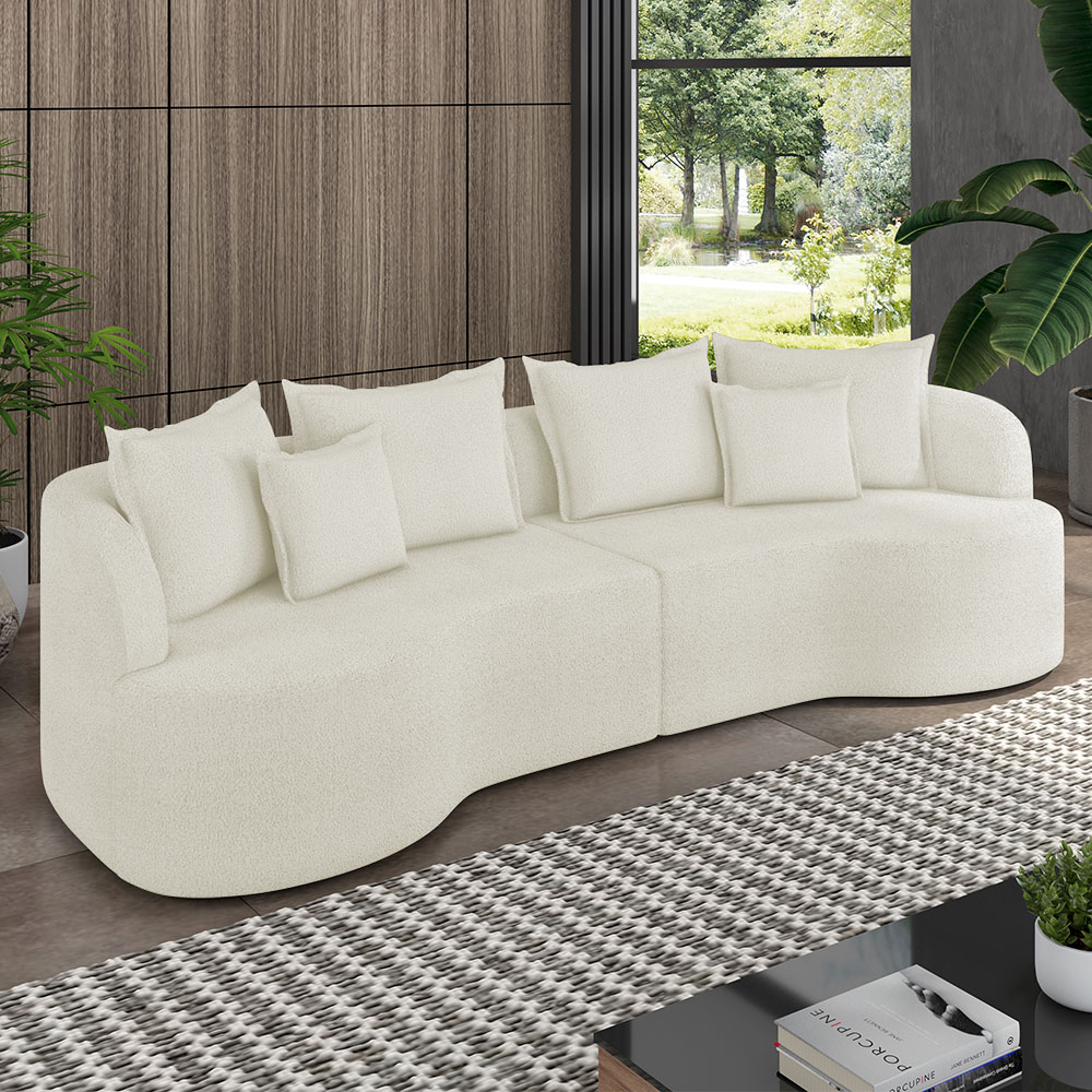 Sofá 4 Lugares 250cm Orgânico Quito K04 Bouclê Areia - Mpozenato