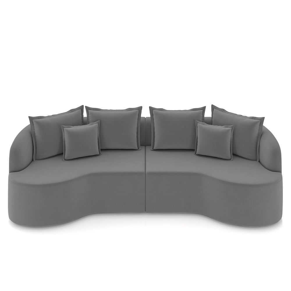 Sofá 4 Lugares 250cm Orgânico Quito K04 Veludo Cinza - Mpozenato