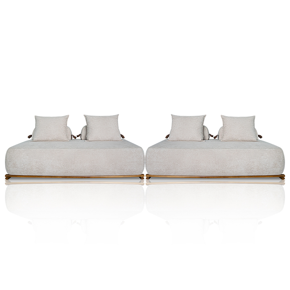 Sofá 4 Lugares Ilha 2 Módulos 160cm Viero S06 Boucle Bege - Mpozenato