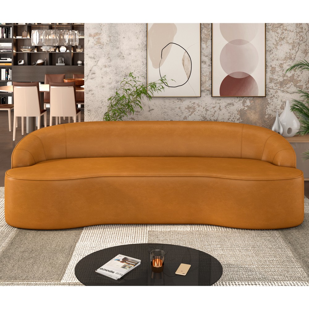 Sofá 4 Lugares para Sala de Estar Living 230cm Theo D06 Sintético Caramelo - Mpozenato