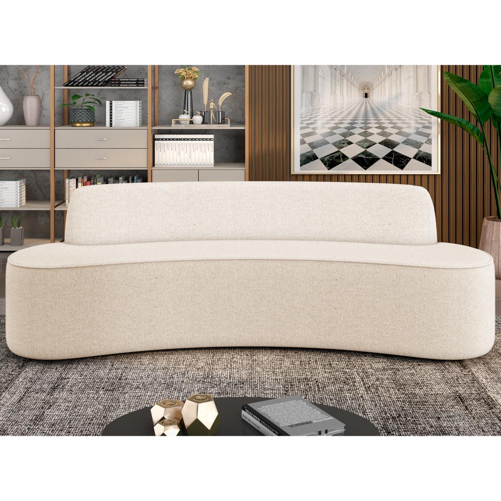 Sofá 4 Lugares para Sala de Estar Living 260cm Koane D06 Linho Pérola - Mpozenato