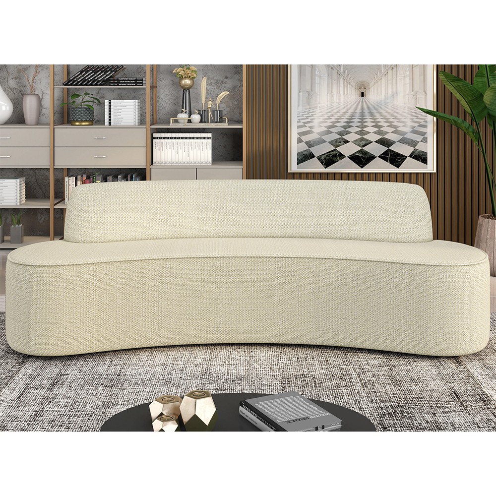 Sofá 5 Lugares para Sala de Estar Living 280cm Koane D06 Linho Creme - Mpozenato
