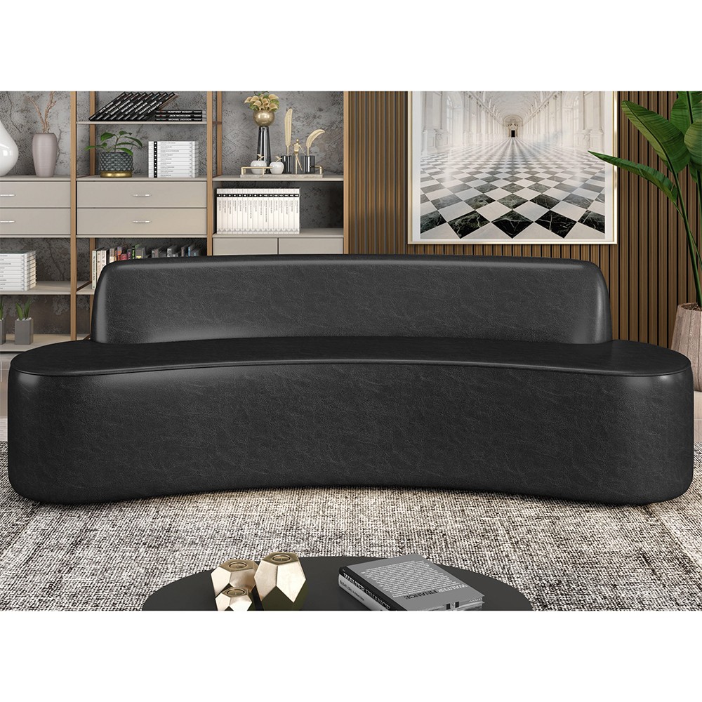 Sofá 5 Lugares para Sala de Estar Living 280cm Koane D06 Sintético Preto - Mpozenato
