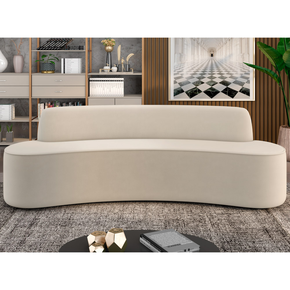 Sofá 5 Lugares para Sala de Estar Living 280cm Koane D06 Veludo Creme - Mpozenato