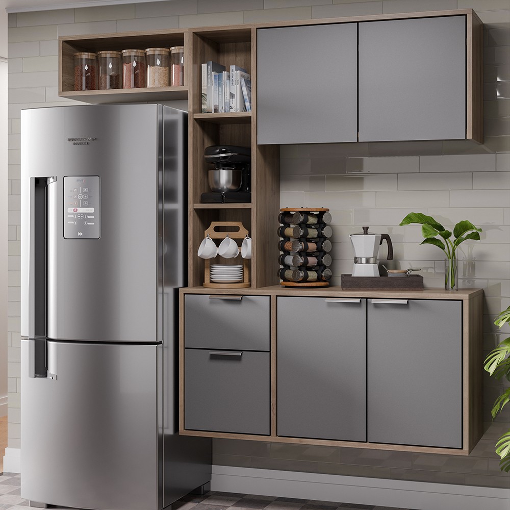 Sofá 5 Lugares para Sala de Estar Living 280cm Theo D06 Linho Mescla Chumbo - Mpozenato