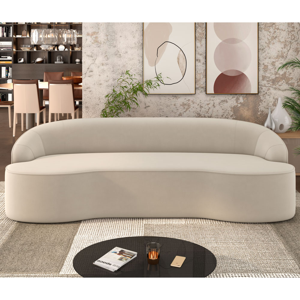 Sofá 5 Lugares para Sala de Estar Living 280cm Theo D06 Veludo Creme - Mpozenato