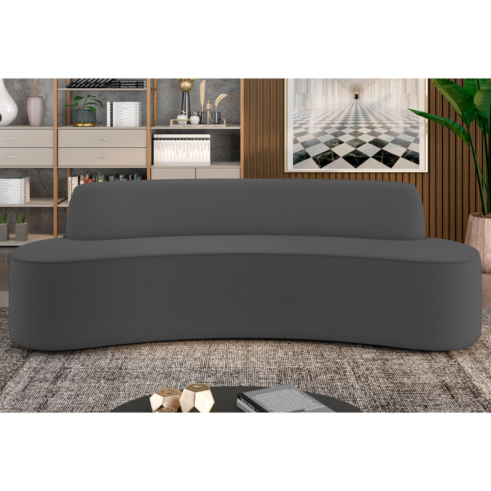 Sofá 5 Lugares para Sala de Estar Living 300cm Koane D06 Veludo Cinza - Mpozenato