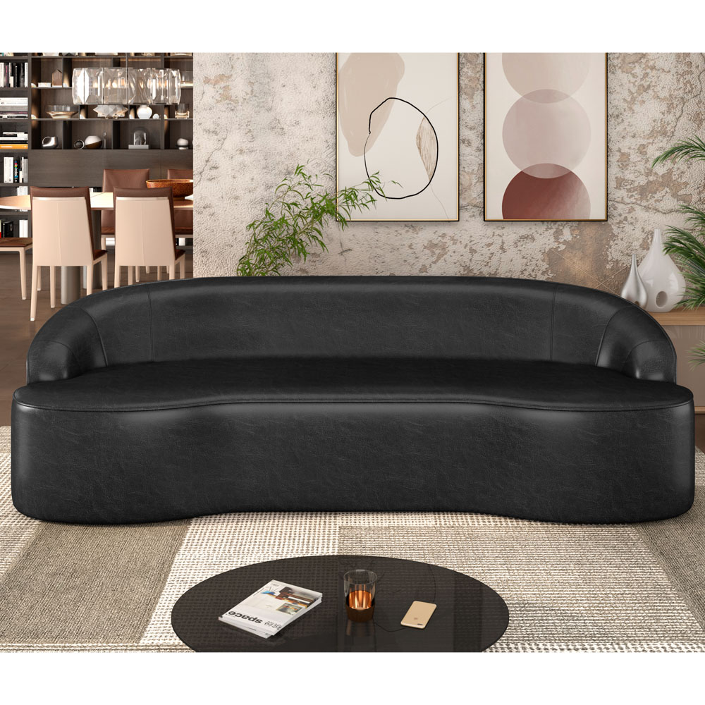 Sofá 5 Lugares para Sala de Estar Living 300cm Theo D06 Sintético Preto - Mpozenato
