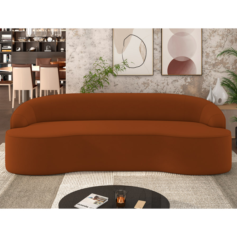 Sofá 5 Lugares para Sala de Estar Living 300cm Theo D06 Veludo Laranja - Mpozenato