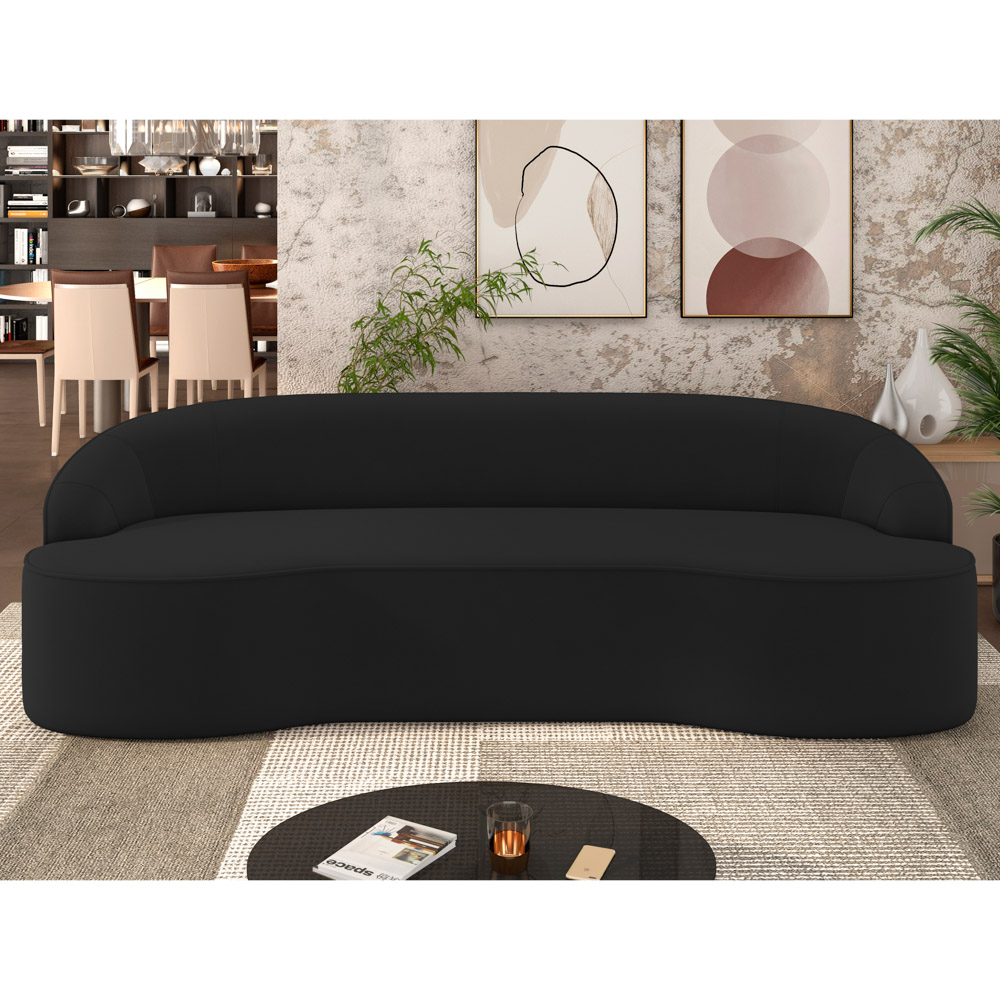 Sofá 5 Lugares para Sala de Estar Living 300cm Theo D06 Veludo Preto - Mpozenato