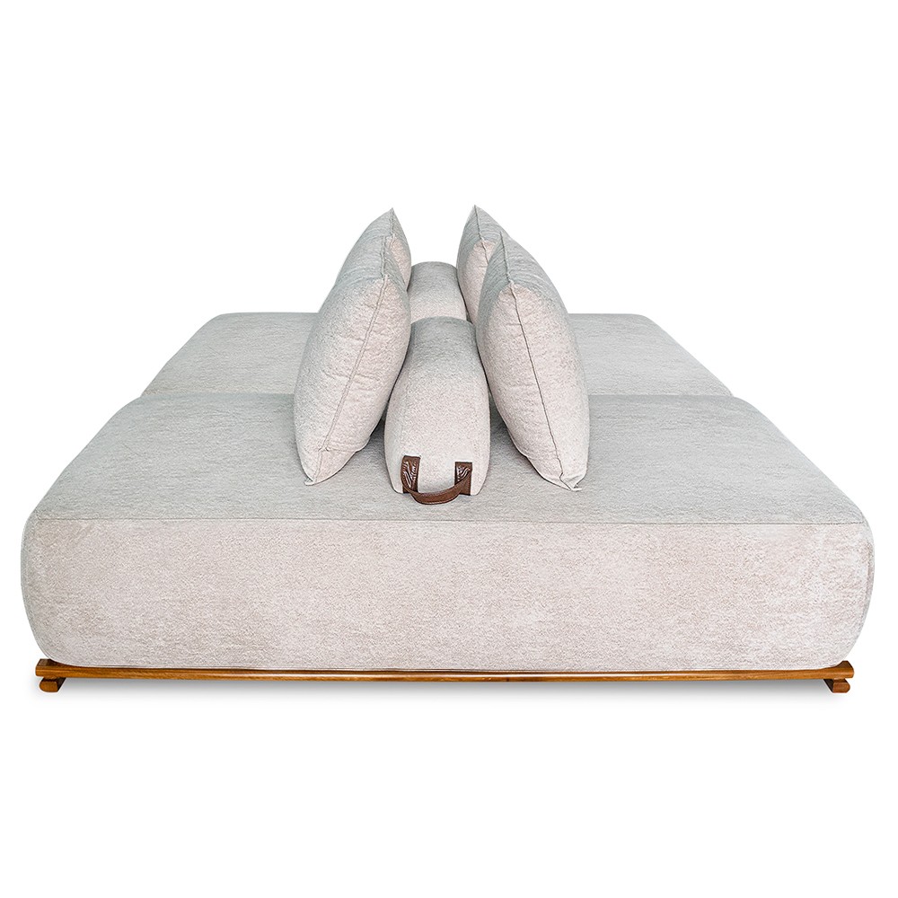 Sofá 6 Lugares Ilha 2 Módulos 220cm Viero S06 Boucle Bege - Mpozenato