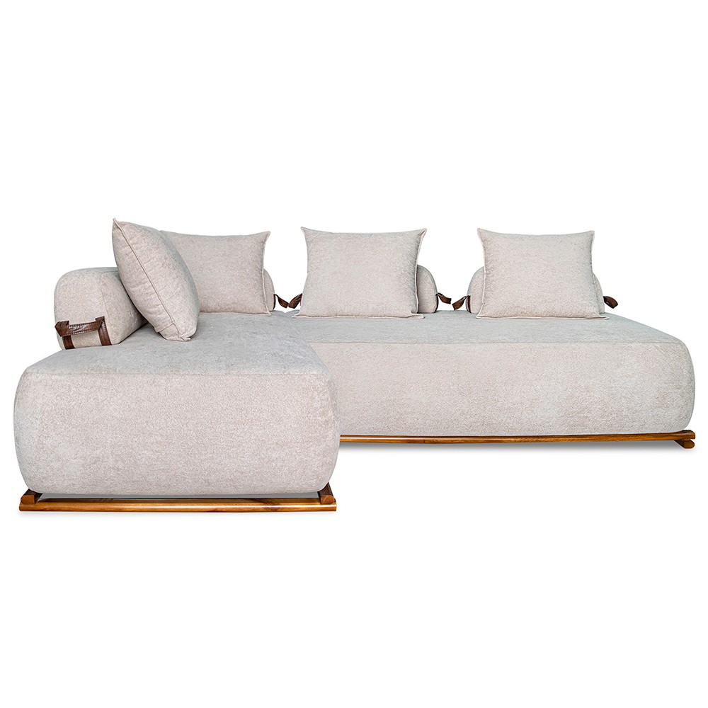 Sofá 6 Lugares Ilha 2 Módulos 220cm Viero S06 Boucle Bege - Mpozenato