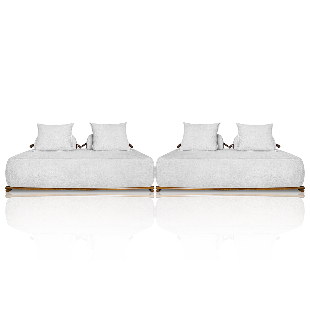 Sofá 6 Lugares Ilha 2 Módulos 220cm Viero S06 Boucle Branco - Mpozenato