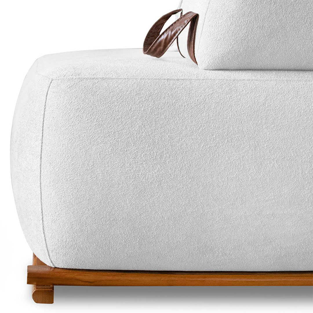 Sofá 6 Lugares Ilha 2 Módulos 220cm Viero S06 Boucle Branco - Mpozenato
