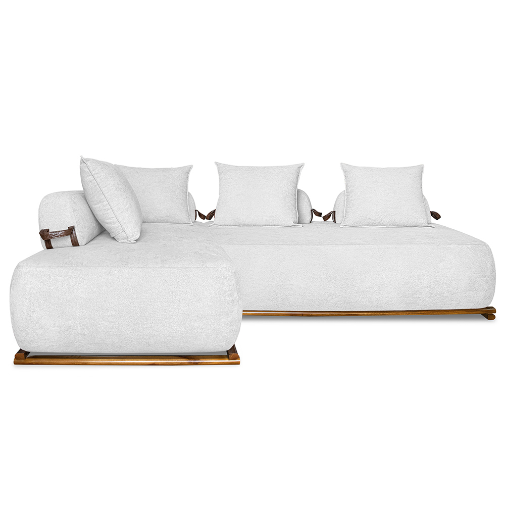 Sofá 6 Lugares Ilha 2 Módulos 220cm Viero S06 Boucle Branco - Mpozenato