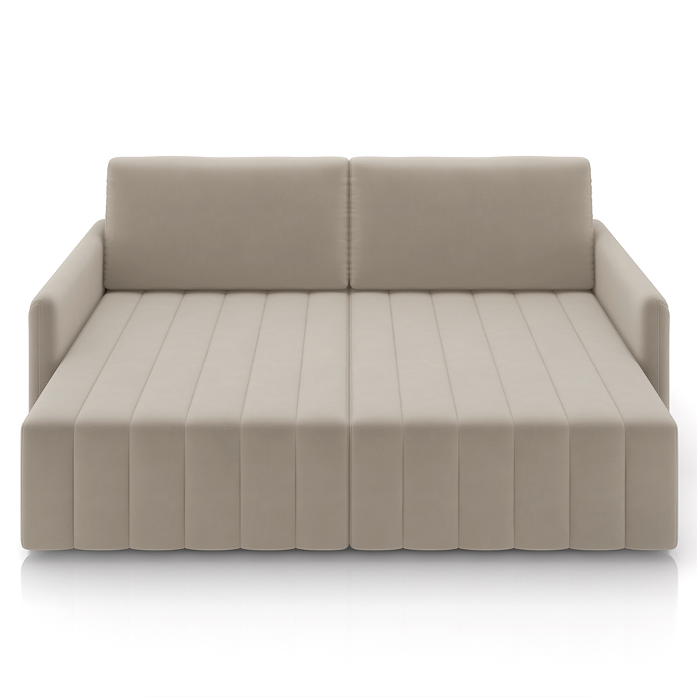 Sofá Cama Casal Retrátil 2 Lugares 192cm Atlas M22 Suede Bege - Mpozenato