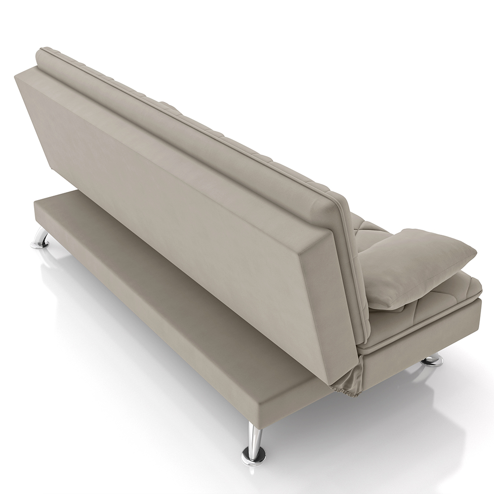Sofá Cama para Sala de Estar Quarto 193cm Bela M22 Suede Bege - Mpozenato