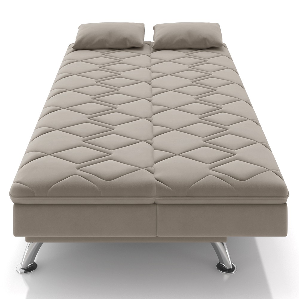 Sofá Cama para Sala de Estar Quarto 193cm Bela M22 Suede Bege - Mpozenato