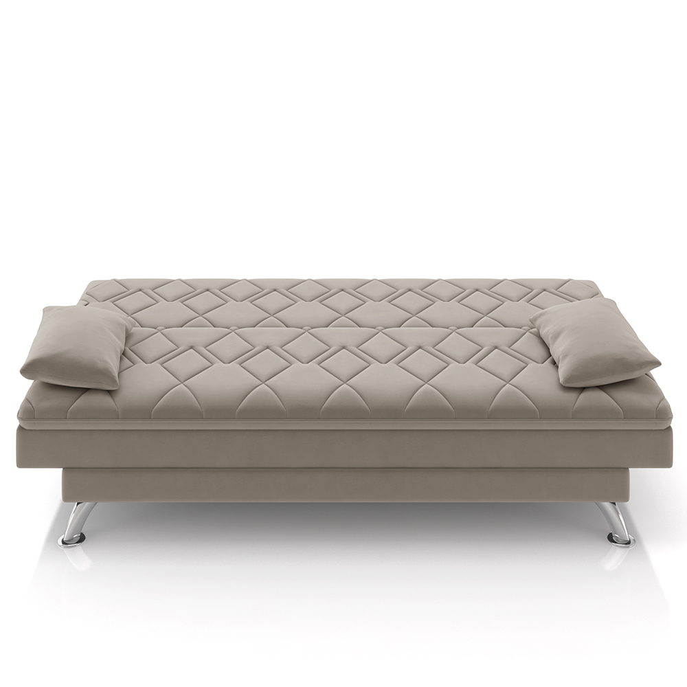 Sofá Cama para Sala de Estar Quarto 193cm Bela M22 Suede Bege - Mpozenato