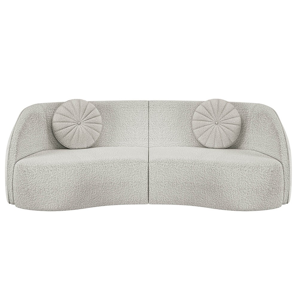 Sofá Decorativo 3 Lugares 288cm com Almofadas e Poltrona Zion M22 Bouclê Branco - Mpozenato
