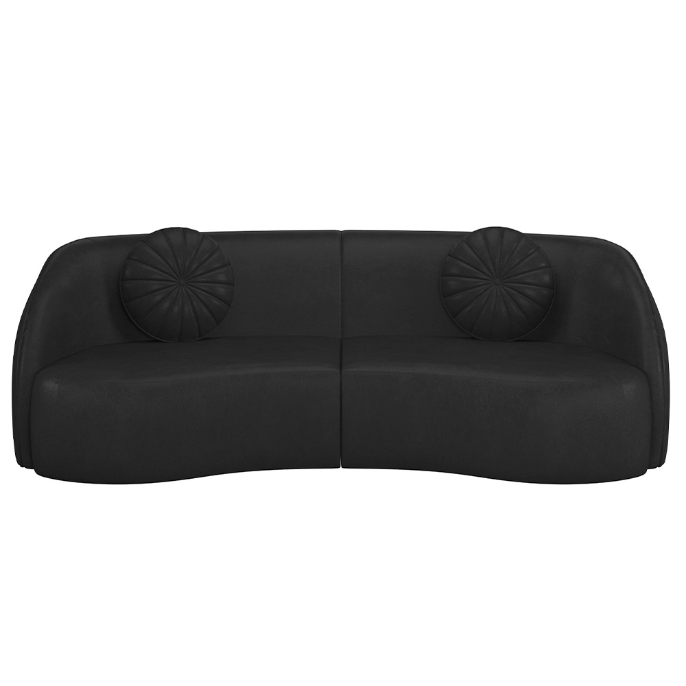Sofá Decorativo 3 Lugares 288cm com Almofadas e Poltrona Zion M22 Sintético Preto - Mpozenato