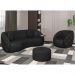 Sofá Decorativo 4 Lugares 318cm com Almofadas e Poltrona Zion M22 Sintético Preto - Mpozenato