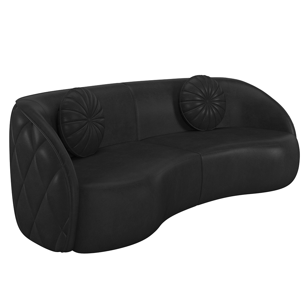 Sofá Decorativo 4 Lugares 318cm com Almofadas e Poltrona Zion M22 Sintético Preto - Mpozenato