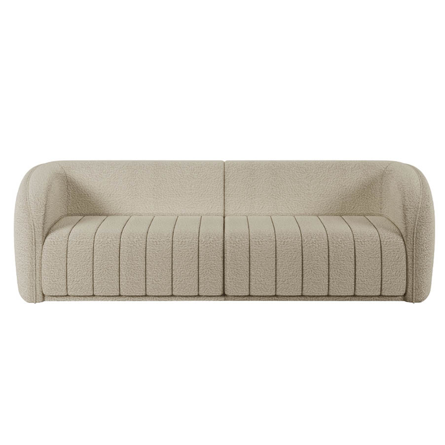 Sofá Decorativo 4 Lugares 332cm e Poltrona Meris M22 Bouclê Bege - Mpozenato