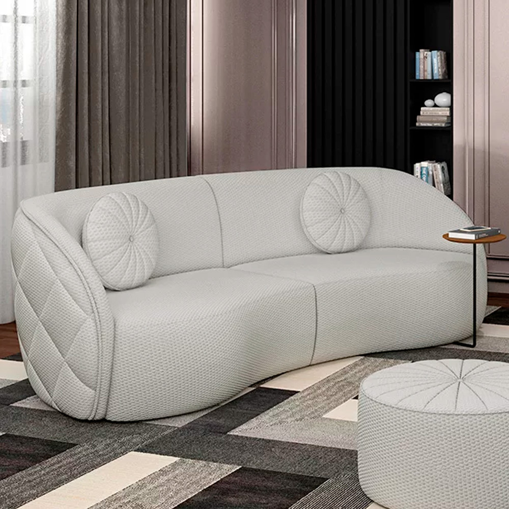 Sofá Decorativo com Almofadas 4 Lugares 318cm Tressê Zion M22 Linho Cru - Mpozenato
