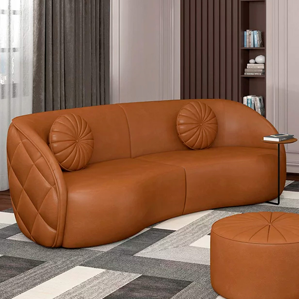 Sofá Decorativo com Almofadas 4 Lugares 318cm Tressê Zion M22 Sintético Caramelo - Mpozenato