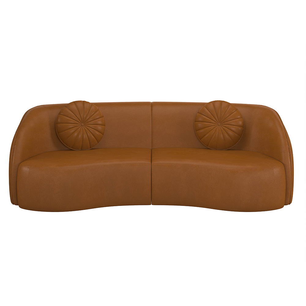 Sofá Decorativo com Almofadas 4 Lugares 318cm Tressê Zion M22 Sintético Caramelo - Mpozenato