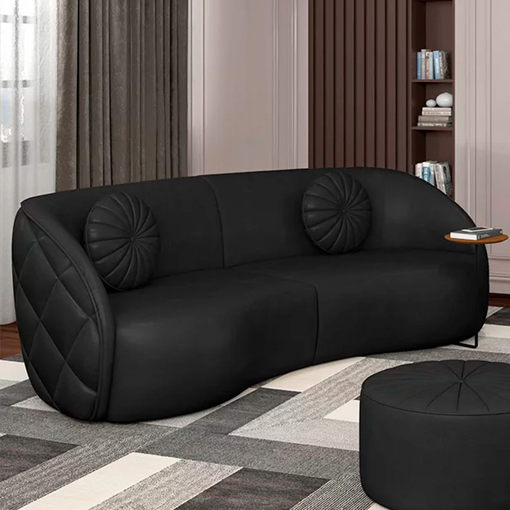 Sofá Decorativo com Almofadas 4 Lugares 318cm Tressê Zion M22 Sintético Preto - Mpozenato