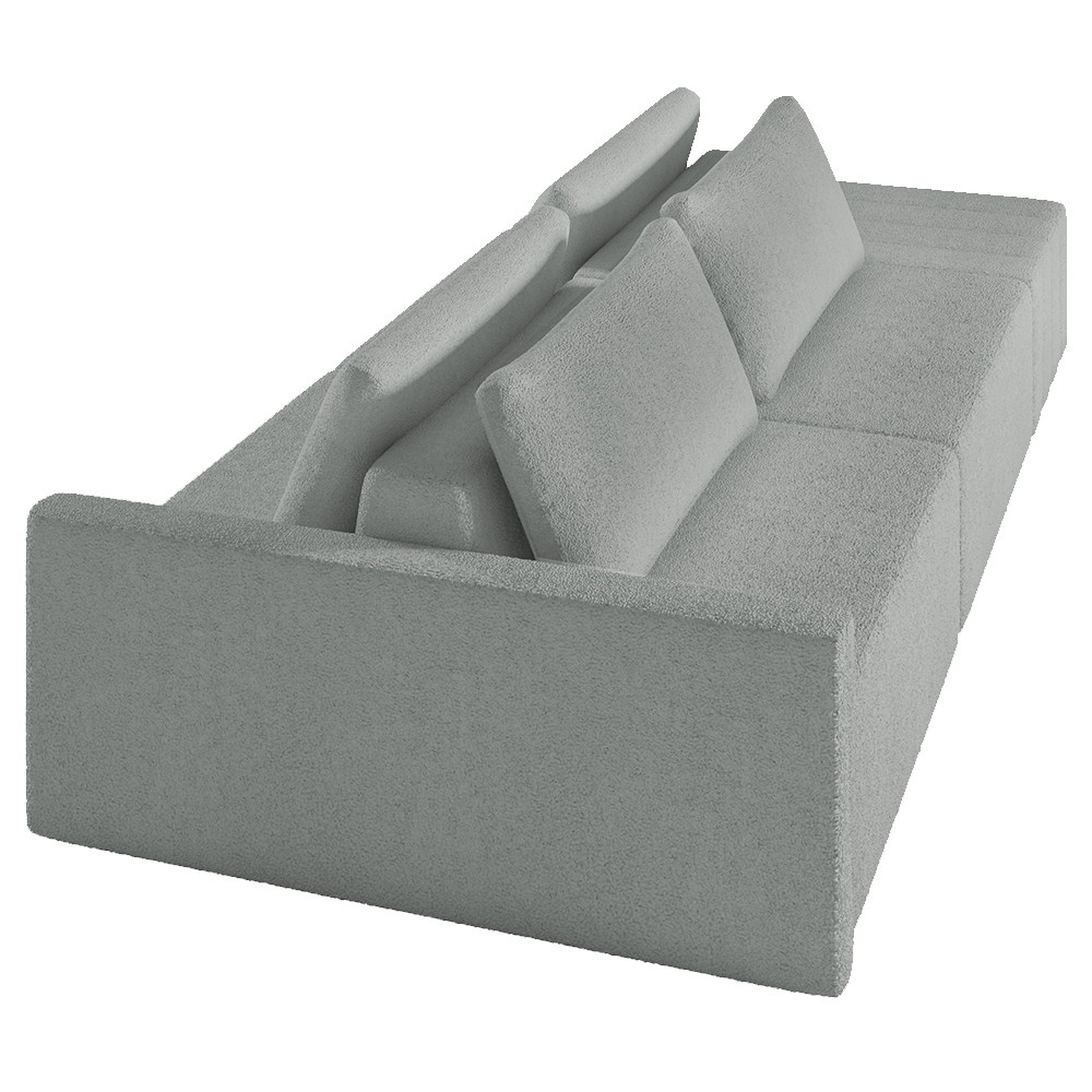 Sofá Ilha Modular com Puff para Sala Living 232cm Georgia K04 Bouclê Cinza - Mpozenato