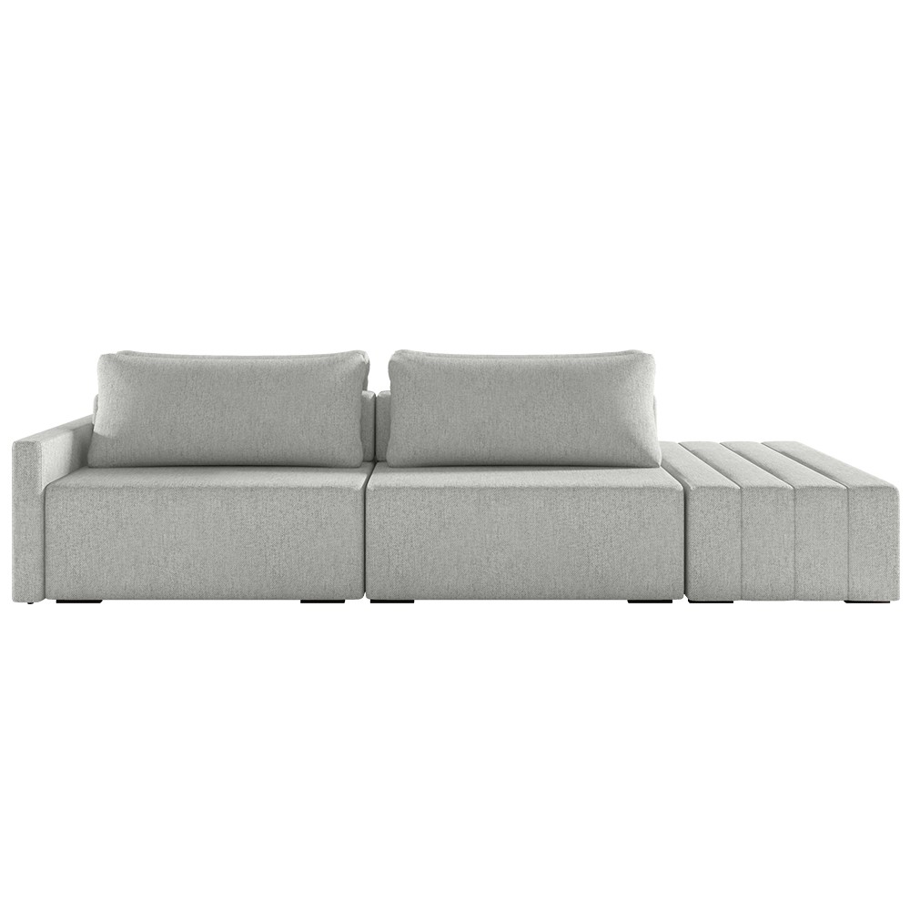 Sofá Ilha Modular com Puff para Sala Living 232cm Georgia K04 Linho Cinza - Mpozenato