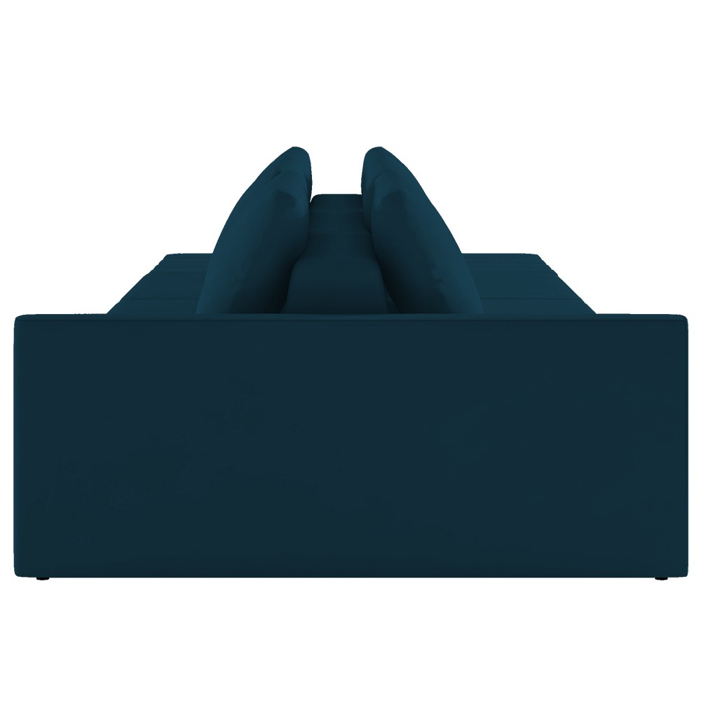 Sofá Ilha Modular com Puff para Sala Living 232cm Georgia Z08 Veludo Azul - Mpozenato