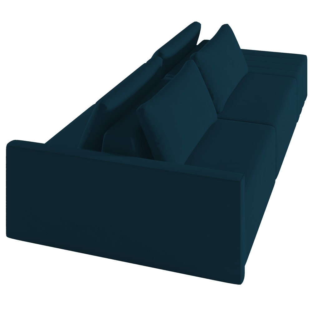 Sofá Ilha Modular com Puff para Sala Living 232cm Georgia Z08 Veludo Azul - Mpozenato