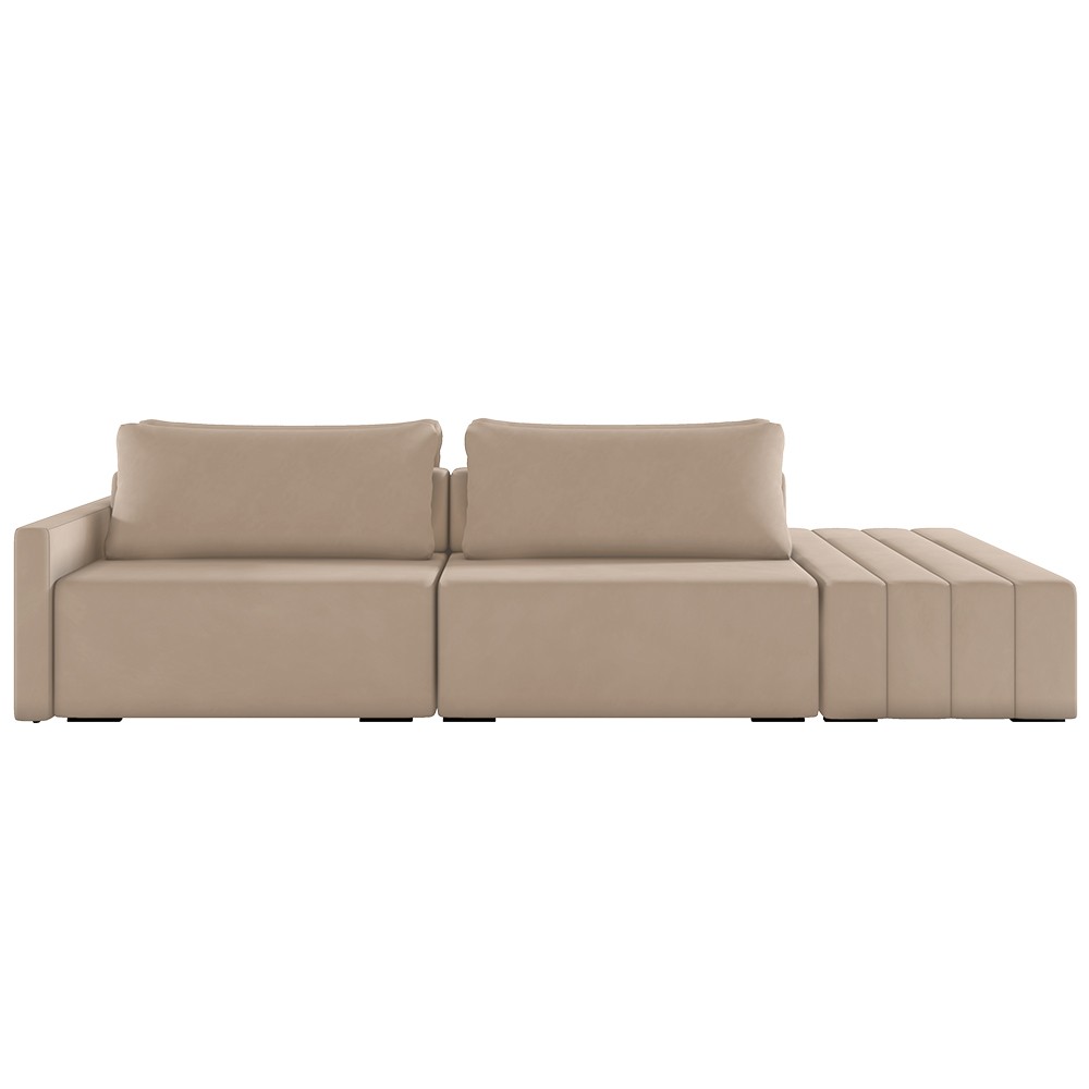 Sofá Ilha Modular com Puff para Sala Living 232cm Georgia Z08 Veludo Bege - Mpozenato