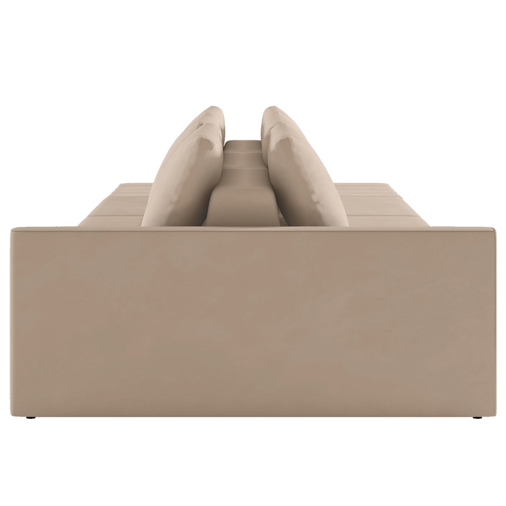 Sofá Ilha Modular com Puff para Sala Living 232cm Georgia Z08 Veludo Bege - Mpozenato