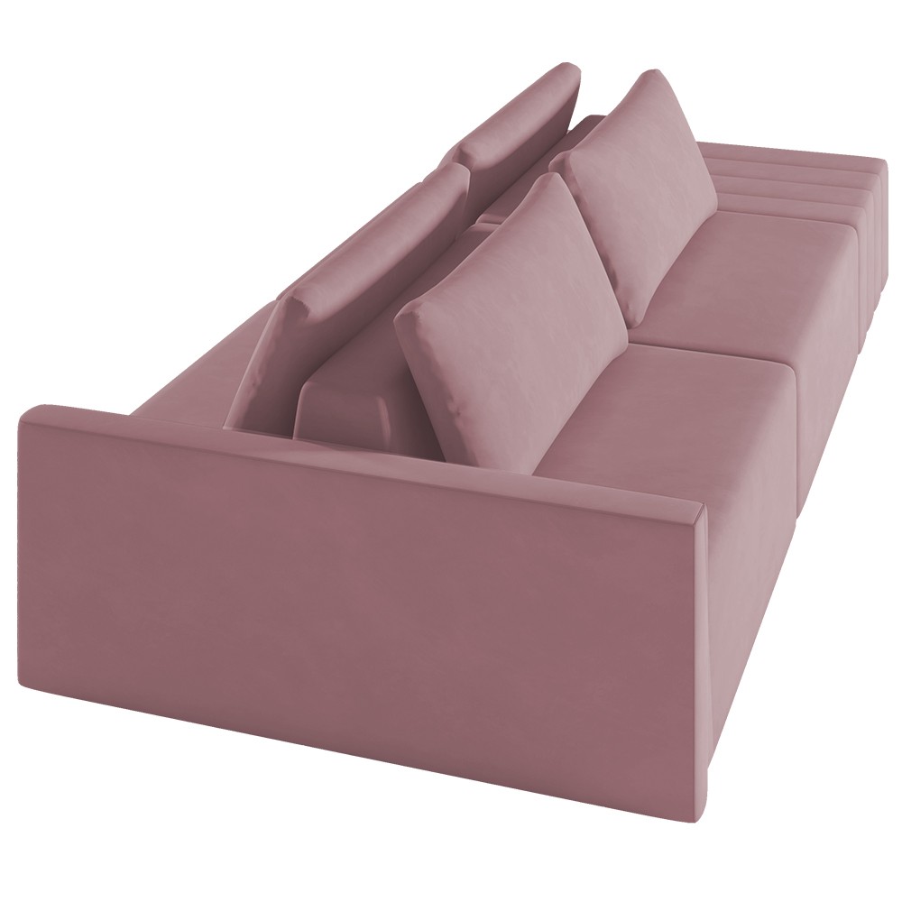 Sofá Ilha Modular com Puff para Sala Living 232cm Georgia Z08 Veludo Rosê - Mpozenato